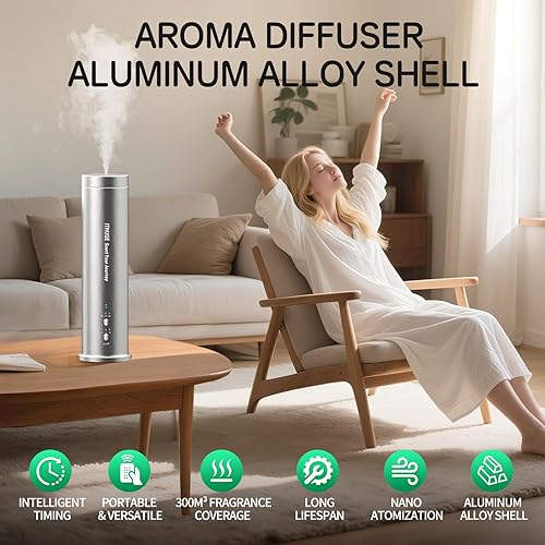 Miniatura 2 de Difusor de aceite esencial sin agua para habitaciones grandes, cobertura de 1200 pies cuadrados con aplicación Bluetooth y control remoto con