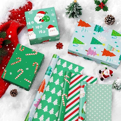 Vista 192 de WERNNSAI Rollos de papel de regalo de Navidad para perros – 3 rollos de 17 x 120 pulgadas de papel de regalo de Navidad para cachorros y niños