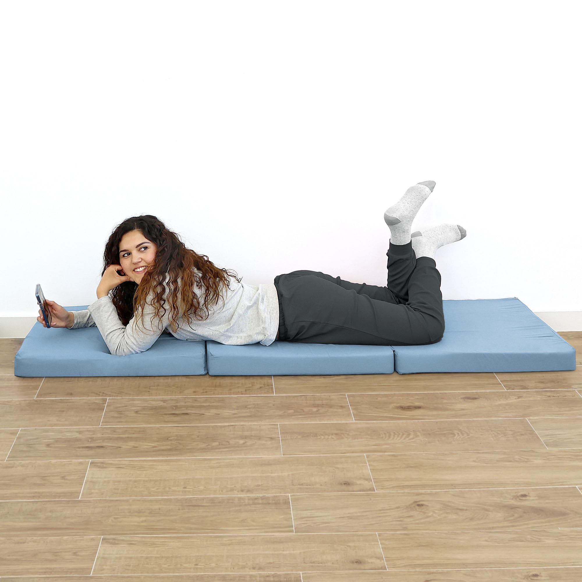 Happers Pouf Lit d'Appoint. Futon ou Matelas Pliable avec Housse Blanc