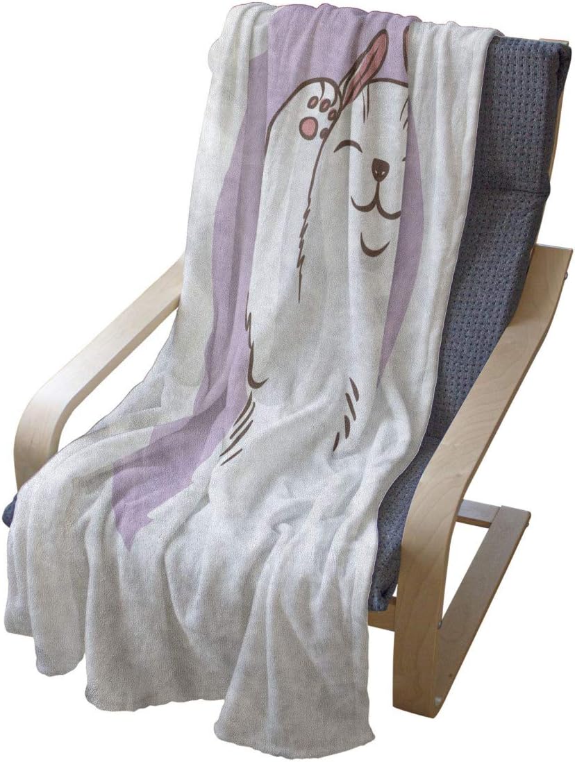 Lunarable Cat Throw Blanket, Kitty Smiling Fluffy Feline Meow Whisker Purring Hugs Pet Love, Flannel Fleece Accent Piece Soft Couch Cover for Adults, 70" x 90", Lilac Pastel Pink