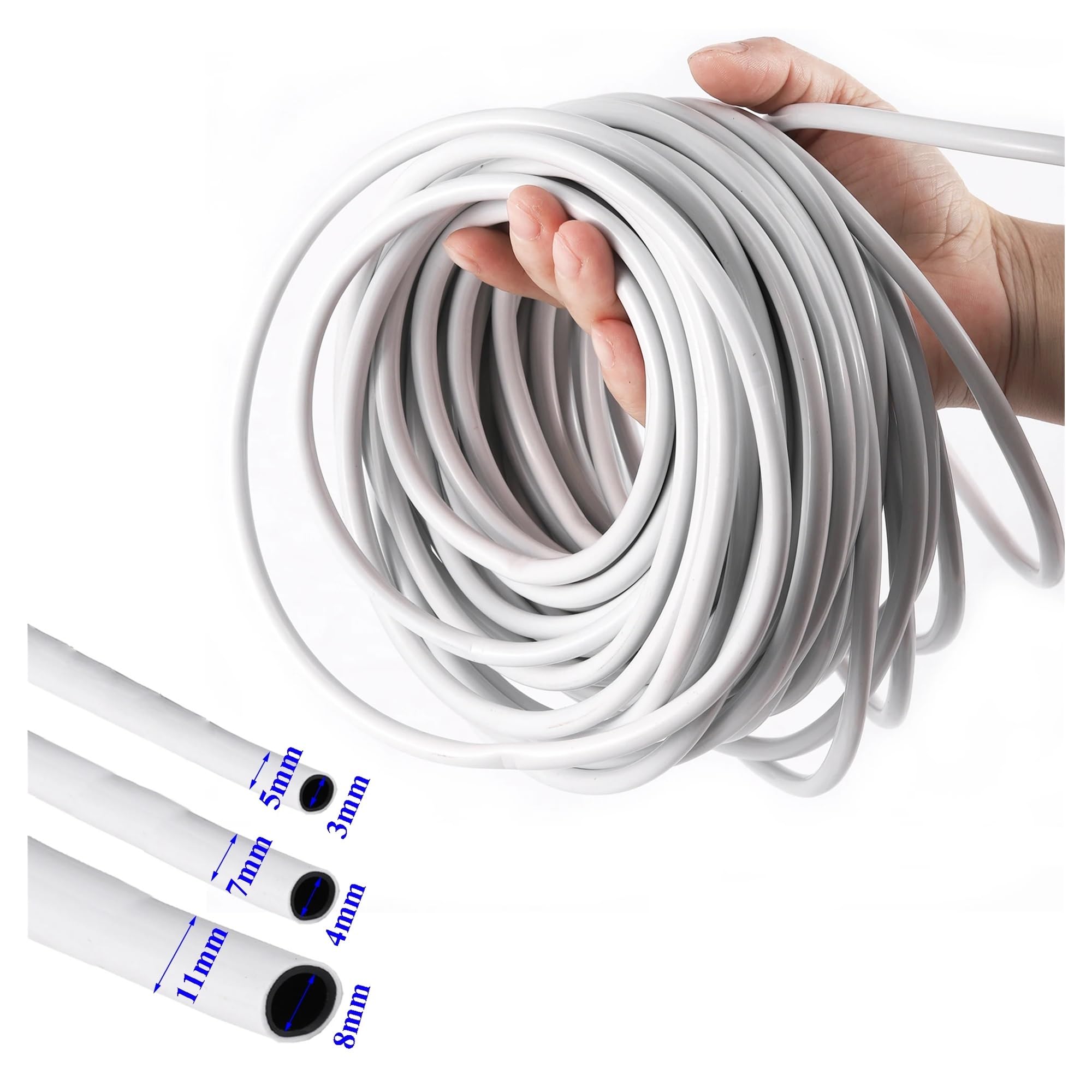 Suministros de jardinería Manguera de PVC de doble capa de 10/20/40M, 3/5mm, 4/7mm, tubo suave de 1/8 ''y 1/4'', tubería de riego por microgoteo, tubería de agua for flores y plantas de jardín Manguer