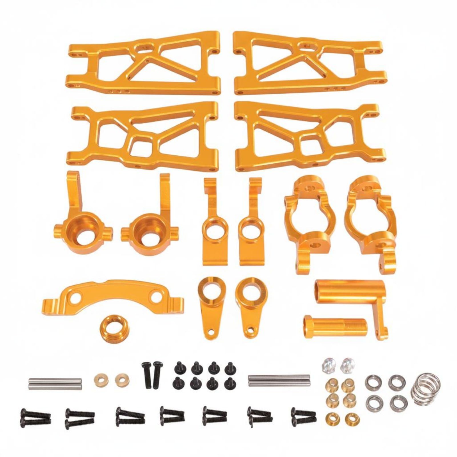 Vehicle Voiture Télécommandée RC Crawler 1/10 Kit Métal Aluminium Bras de Fusées Moyeux Direction Usiné CNC Résistant aux Chocs Surface Anodisée, Gold