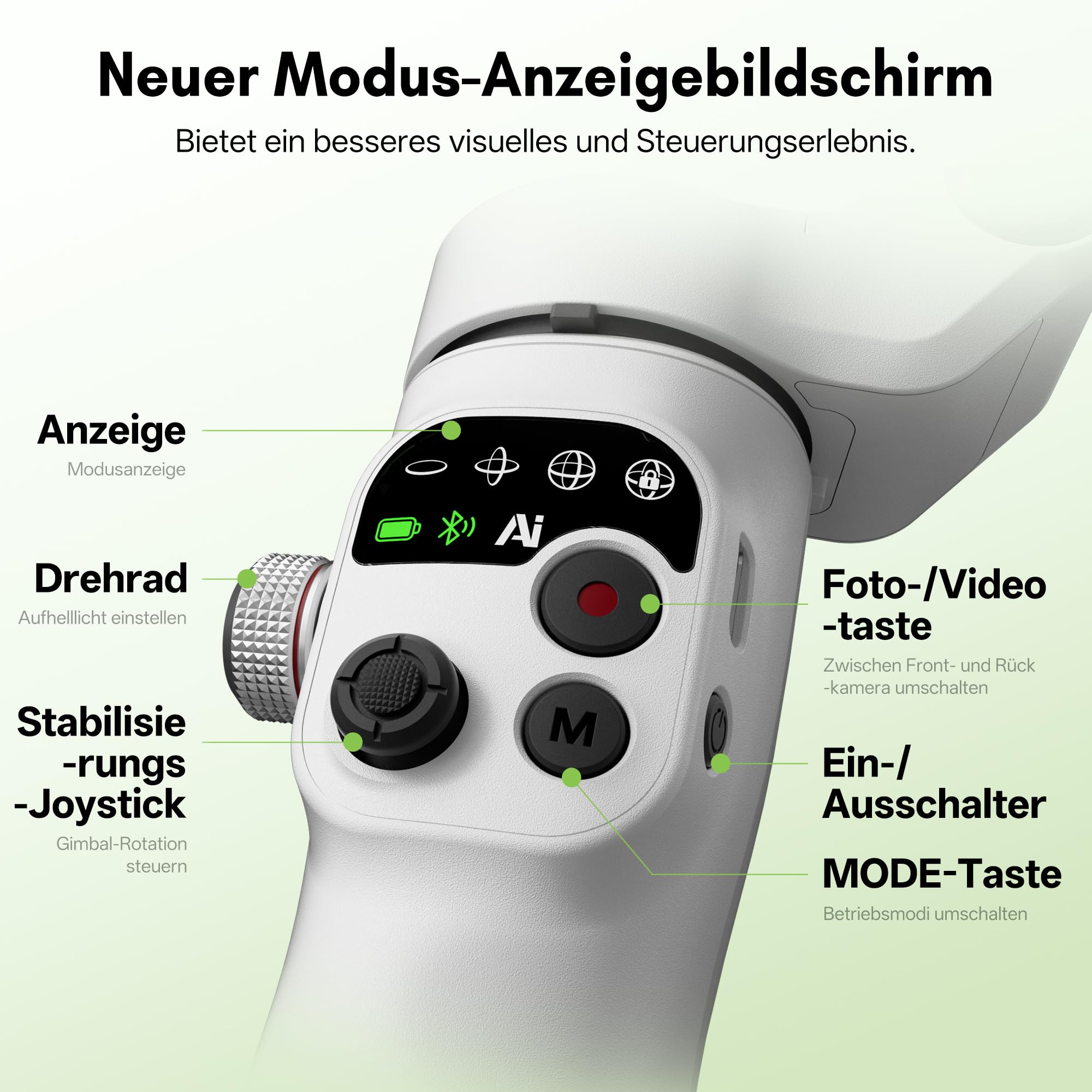 ZHIYUN Smooth Q5 Ultra [Offiziell] Gimbal-Stabilisator für Smartphone, Integriertes Aufhelllicht/Verlängerungsstange/Stativ, 13.5H Akkulaufzeit, Tragbar und Faltbar,3-Achsen-Gimbal für YouTube, TikTok
