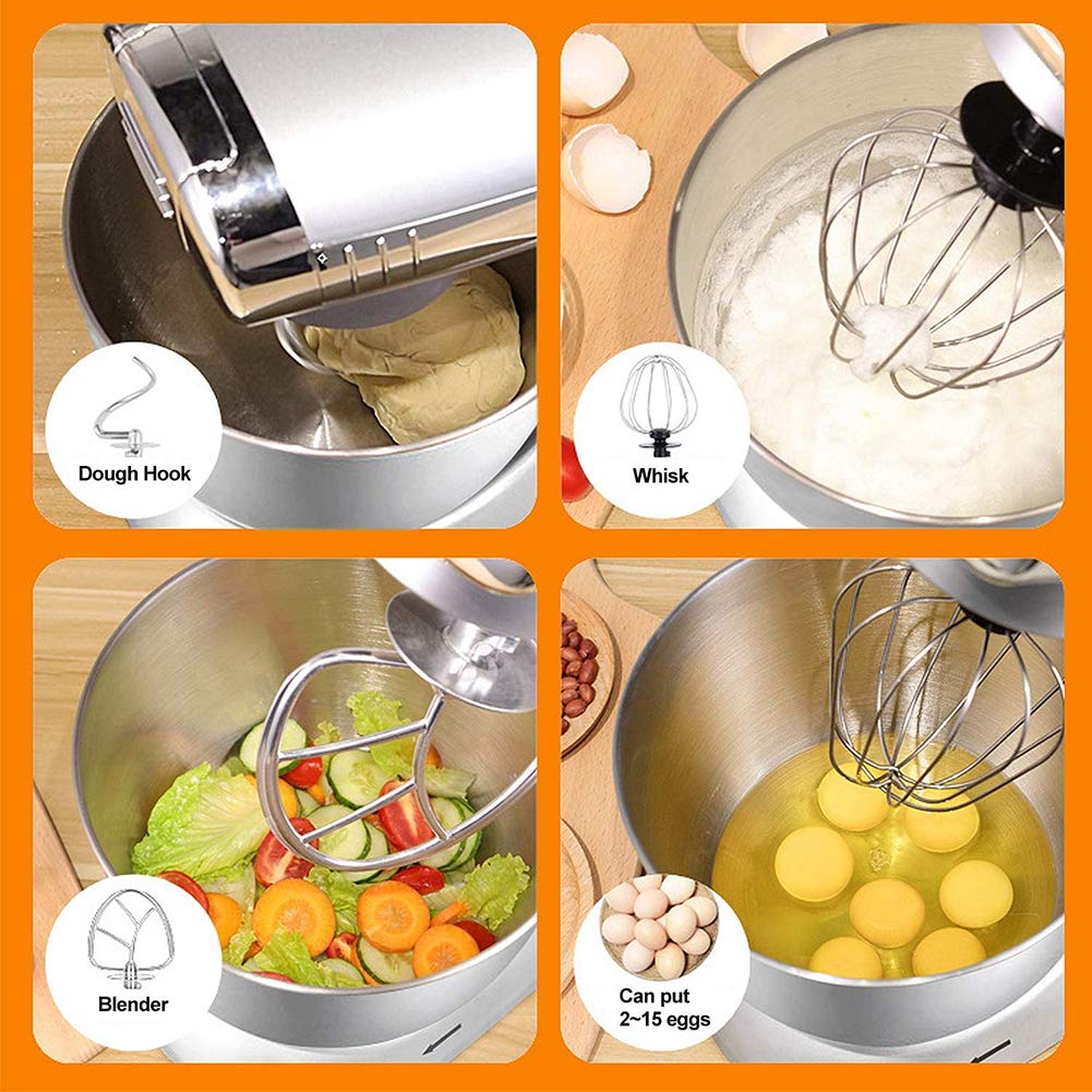 La miscelazione elettrico E impastatrice, multifunzionale automatico Cook automatico, Composizione verticale di panna da montare e la pasta Mixer,Argento