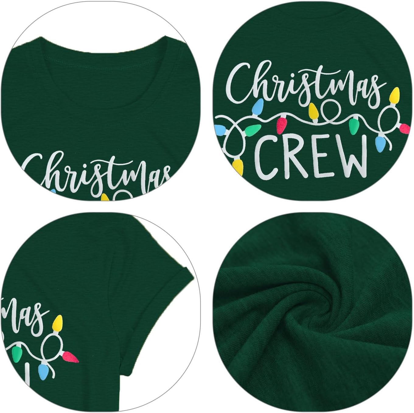 Christmas Lights Women's Tee Shirts - Crew & Loose Casual Tops - Image 5