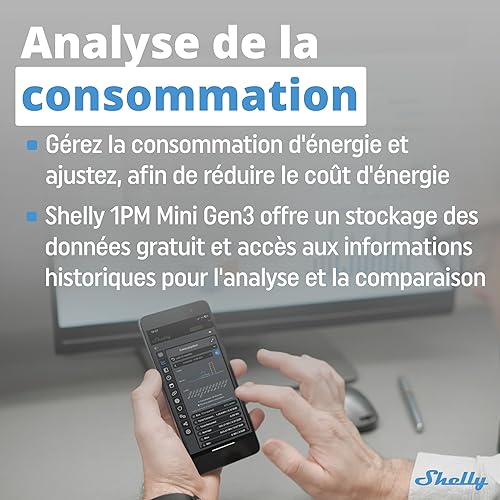 Miniatura 6 de Shelly 1PM Mini Gen3  Relé de interruptor inteligente WiFi y Bluetooth, 1 canal 8A con medición de potencia  Automatización del hogar  Compatible