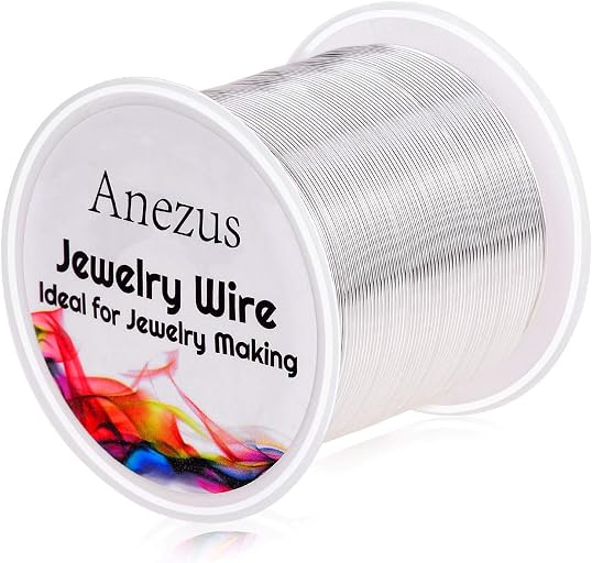 22 Gauge Jewelry Wire, Anezus Craft Wire Tarnish Resistant Copper Beading Wire for Jewelry Making Supplies and Crafting (Silver, 49 Yards/45 Meters)