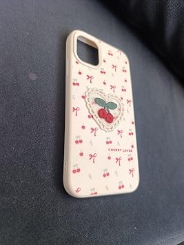 Cherry Loves Nakışlı Kawaii Kiraz Desenli Telefon Kılıfı – iPhone ile Uyumlu, Darbe Emici, Şık ve Dokulu Arka Kapak (kiraz, iphone 11)