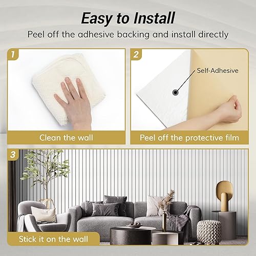 Miniatura 5 de TONOR Paquete de 8 paneles acústicos grandes de 47.2 x 23.6 x 0.35 pulgadas, paneles autoadhesivos a prueba de sonido, paneles decorativos