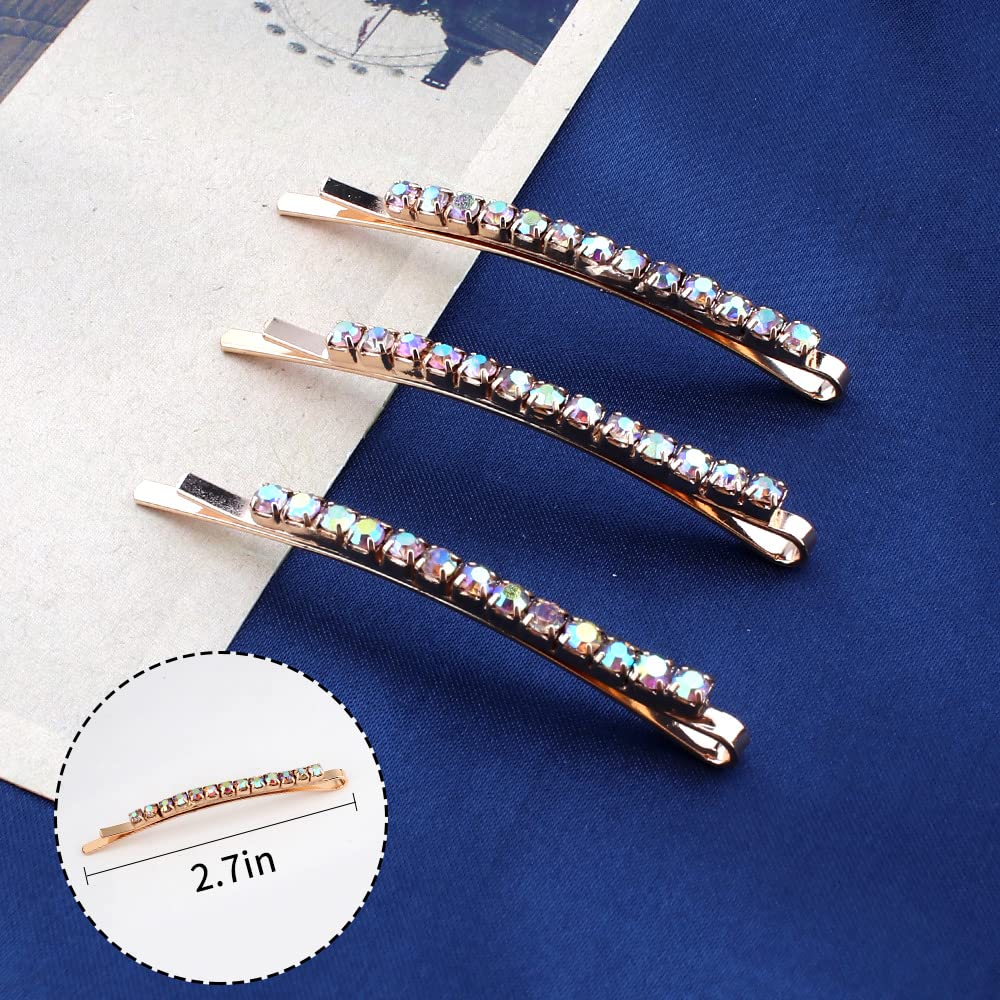 24 Pcs Rhinestone Bobby Pins, Small Crystal Bobby Pins, Bobby Pins Bulk for Lady Women Girls, Sparkly Hair Clips Pin,Shiny Hairpins,Glitter Hairpins Styling Hair Accessories for Women Girls (Gold + AB Crystal) : Beauty & Personal Care