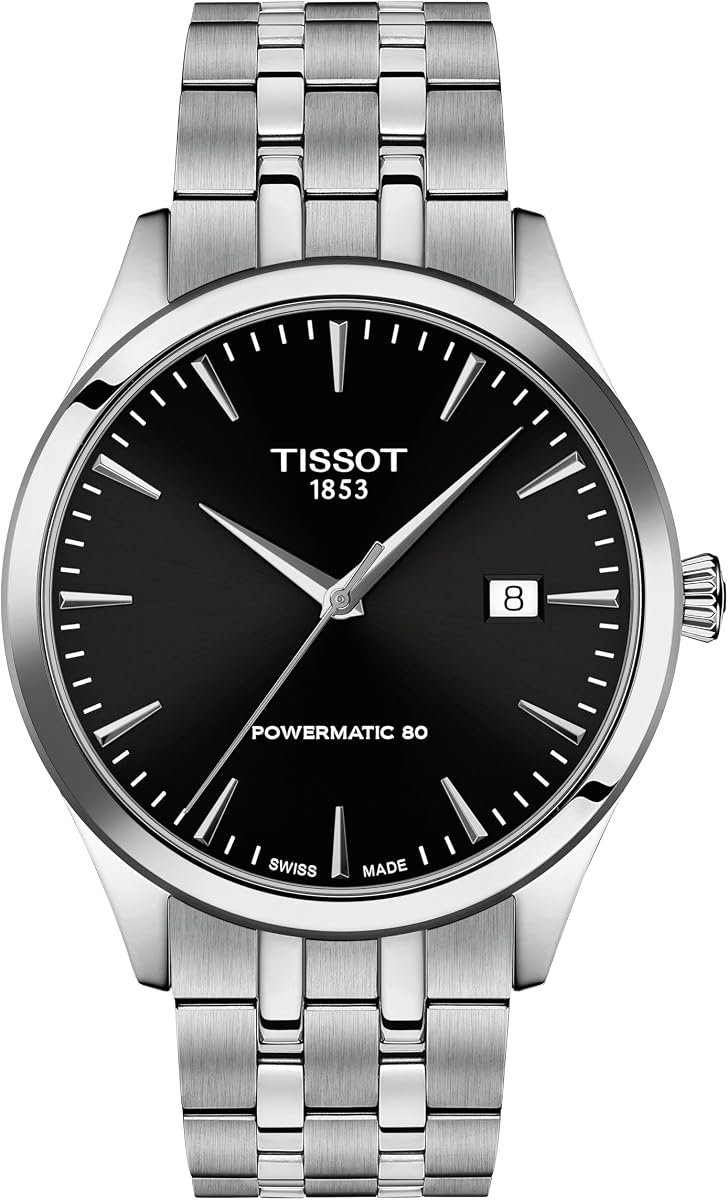 Classic Dream 40 mm, reloj automático suizo para hombre, caja de acero inoxidable, esfera negra, T1584071105100