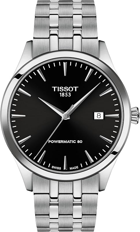 Classic Dream 40 mm, reloj automático suizo para hombre, caja de acero inoxidable, esfera negra, T1584071105100