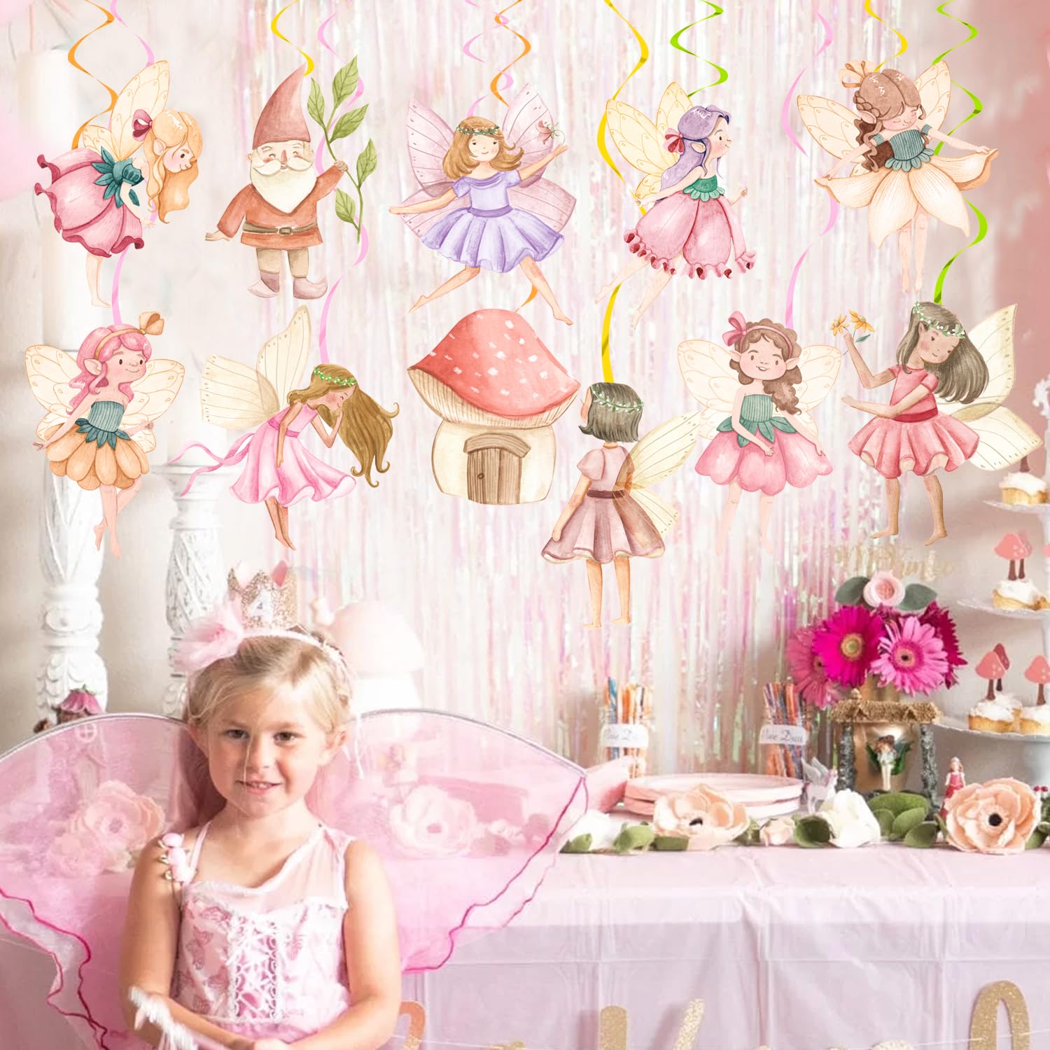 Amazon.com: Fairy Party Hanging Swirls Fairy Birthday Party Decorations  Fairies Hanging Decor Fairy Garden Swirls Ceiling Streamers for Wonderland  Garden Baby Shower Supplies : Home & Kitchen