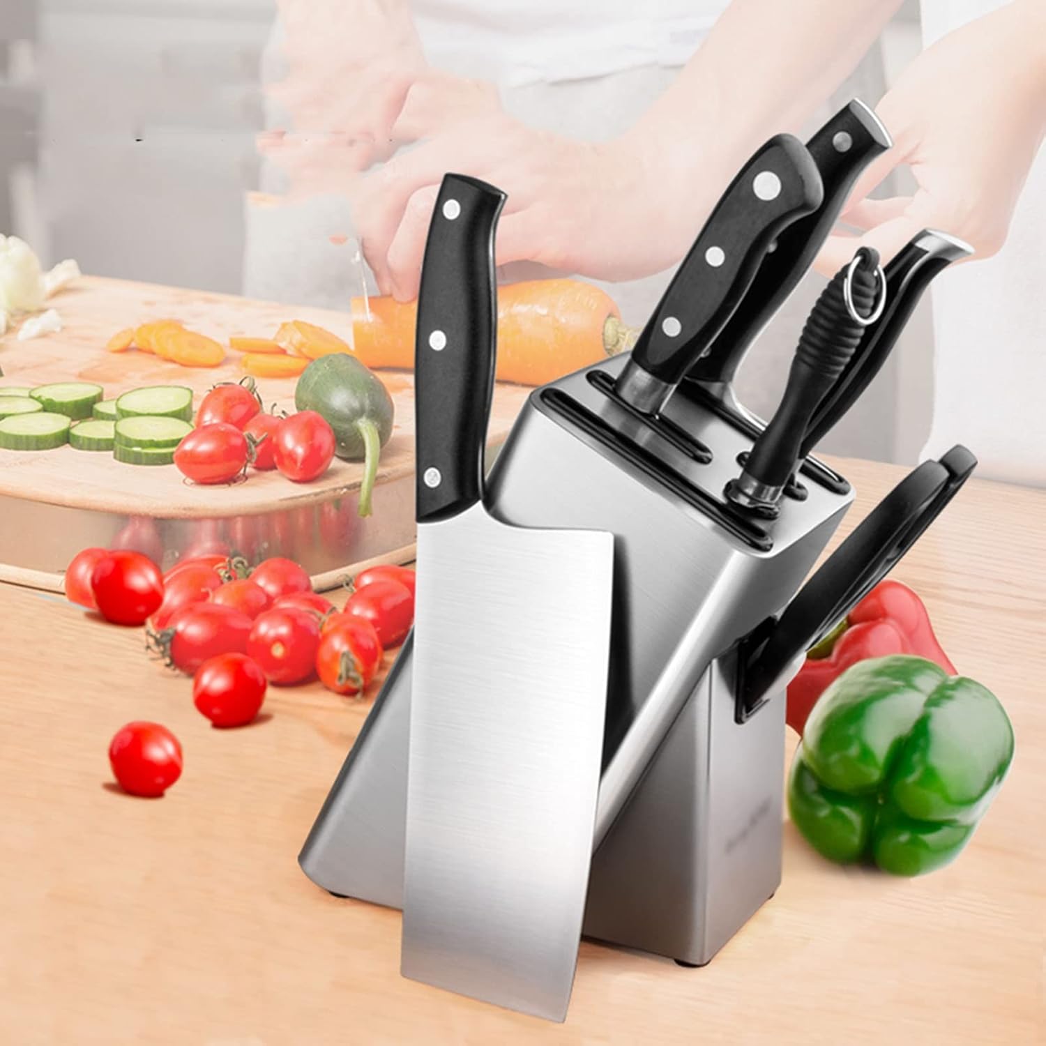 Knife Block Storage Stand Kitchen,Only Selling Cutter Holder,Universal Countertop,Rack with Draining Hole,One-Piece