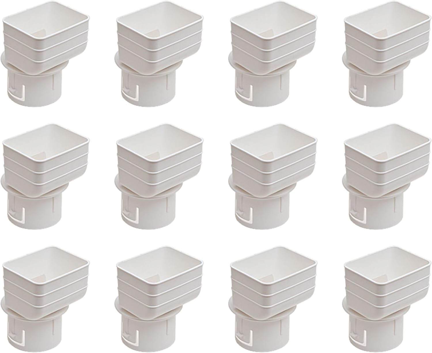 2x3x3 Plastic Universal Downspout to Drain Pipe Tile Adapter (QTY12-W)