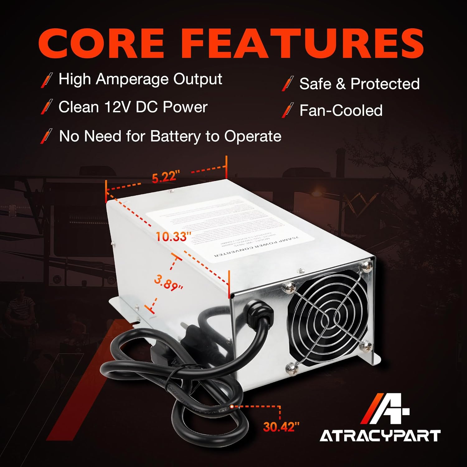ATRACYPART WF-9875 75 Amp RV Power Converter/Charger - Deck Mount Auto-Detect Three-Stage Smart Charging - Replace WF-9800 Series Converter WF-9865-AD-CB, WF-9875-MBA,WF-9875-AD-MBA,WF-9875AN