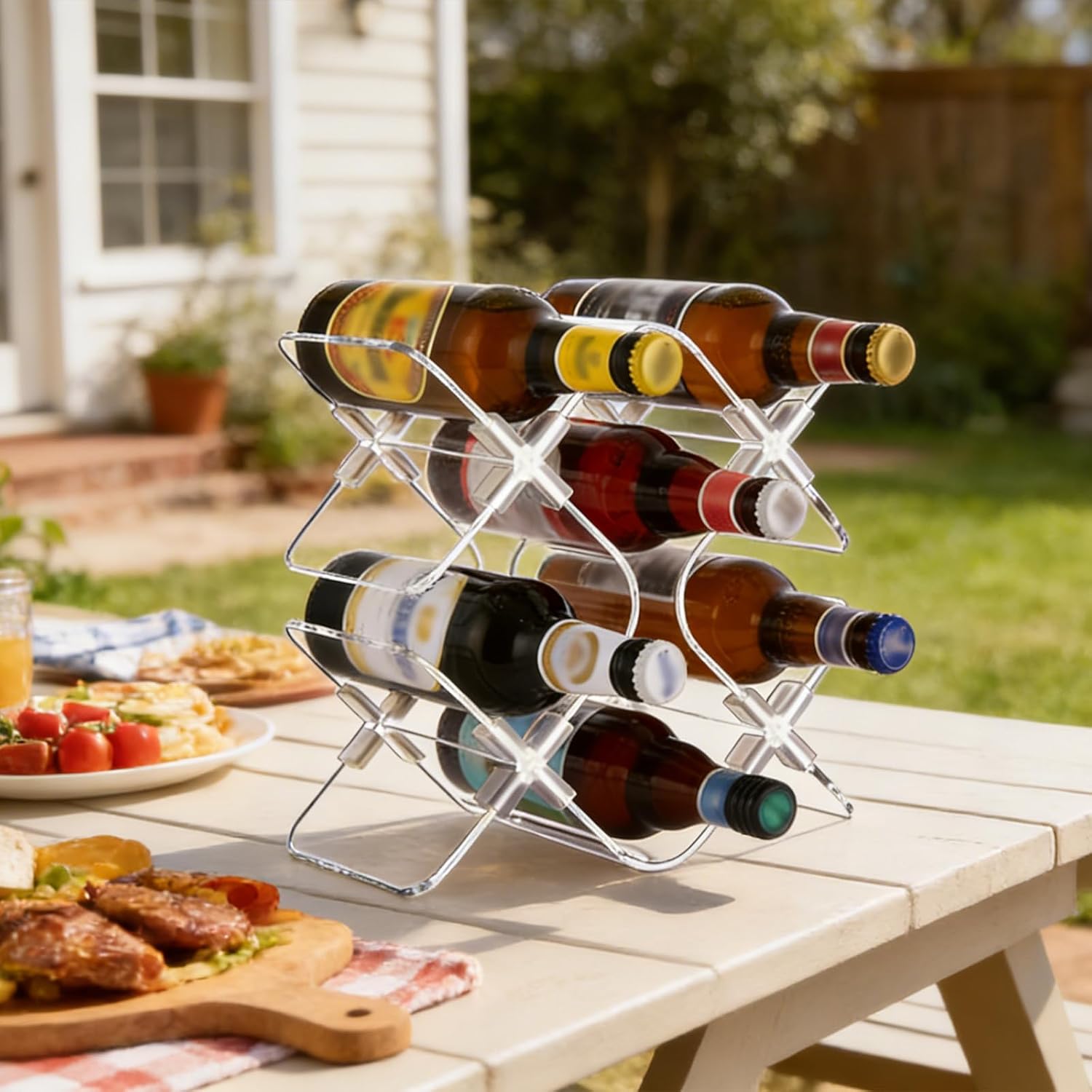 Acrylic 6 Bottle Countertop Wine Rack, Clear Freestanding Tabletop Holder