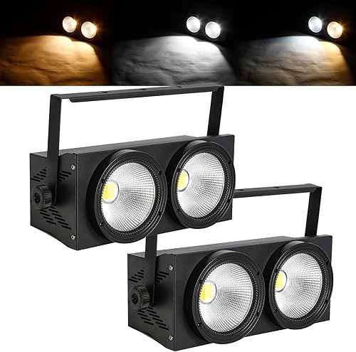 TCFUNDY Par de luces LED COB de 200 W con 2 cabezales luz LED para escenario luz estroboscópica DMX DJ luz blanca cálida y blanca fría para efectos