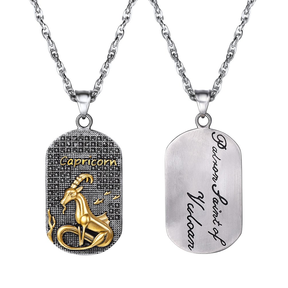 PROSTEEL Collana Zodiacale Bicolore Con Ciondolo Doppio Lato - Acciaio 316L Placcato Oro 18K - Catena Regolabile 55-60 Cm - 4
