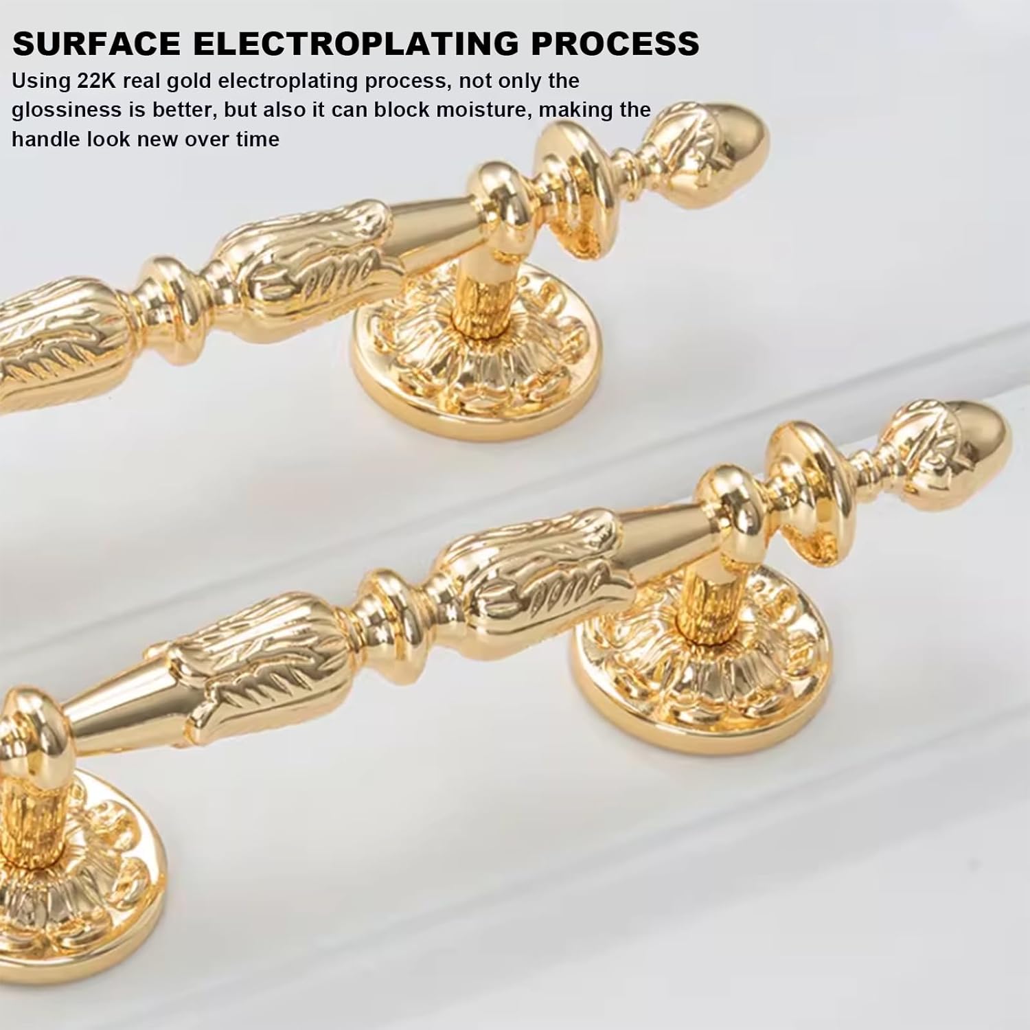 10 Pack Brass Cabinet Handles, 3.4" (86mm) Hole Center Kitchen Cabinet Pulls, Modern Bright Gold Drawer Pulls for Cupboard, Dresser and Wardrobe(107 mm Hole Centers)