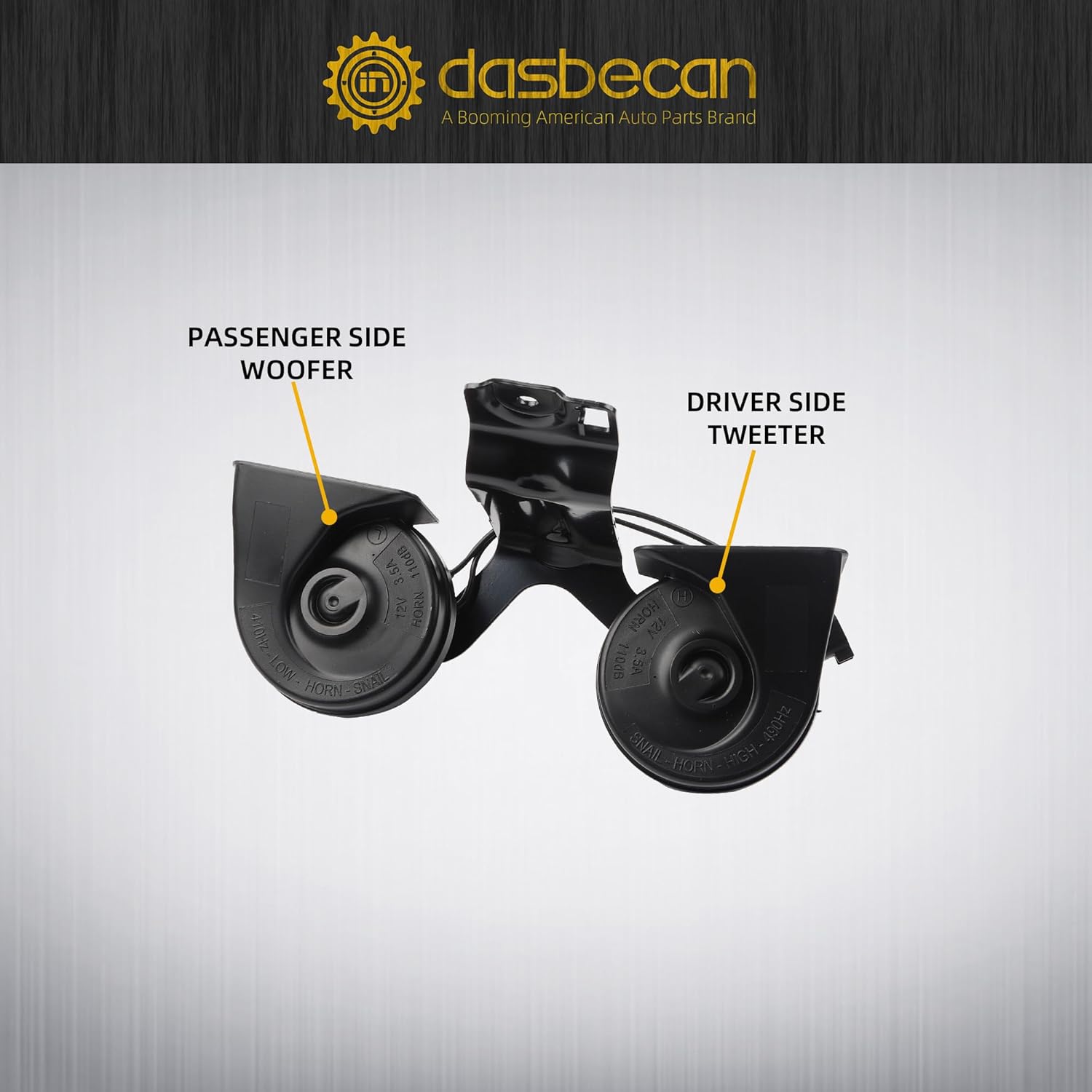 Dasbecan Horn Assembly With Bracket Compatible with Ford Explorer 2016 2017 2018 2019 2.3L L4 3.5L 3.7L V6 Replace# GB5Z-13832-A