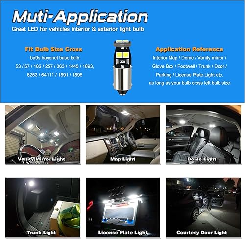 Miniatura 5 de 12V BA9S 64111 T4W Bombilla LED BA9 53 57 1895 Luz para Coche Blanco 10 unidades