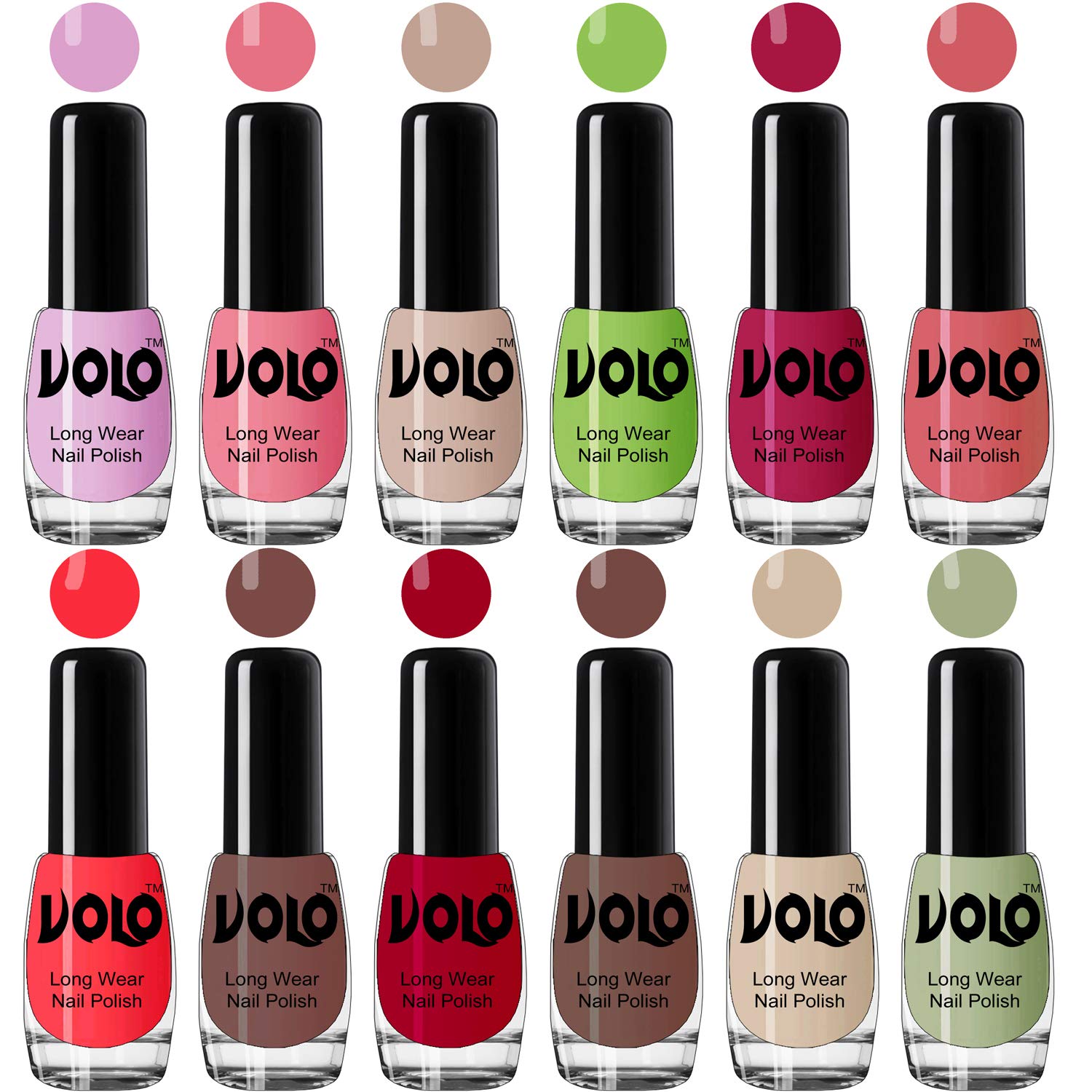 Volo Best Affordable Gloss Nail Polish Combo 12 Pcs Full Year Collection(Purple, Pink, Nude, Green, Magenta, Peach, Red, Nude, Red, Nude, Nude, Mint) 60 ML-picture-32