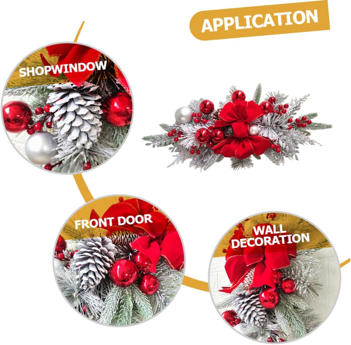 CHILDWEET Christmas Staircase Bow Teardrop Swag Decorative Railing Garland Lightweight Holiday Wall for Front Door Fireplace and Living Room Non- Version