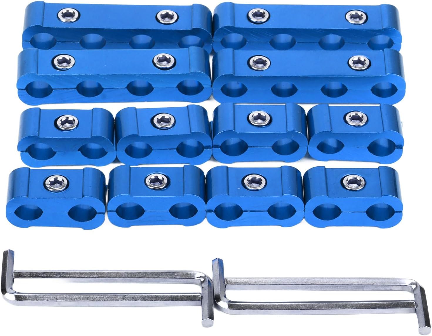 16pcs Spark Plug Wire Separator Divider Kit Holder Organizer Protector Tool for 8mm 9mm 10mm 10.5mm HEI Ls1 Ls2 Sbc Bbc 350 454 High Performance Spark Plug Wire Loom Blue