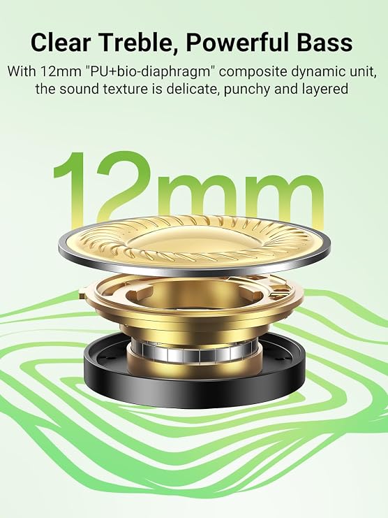 UGREEN Bluetooth 5.4 Kablosuz Kulaklık, ENC Gürültü Engelleme özelliğine sahip 12 mm Diyafram, Hızlı Şarj, iPhone Android ve Bluetooth Cihazlarıyla Uyumlu Çift Cihaz Bağlantısını Destekler