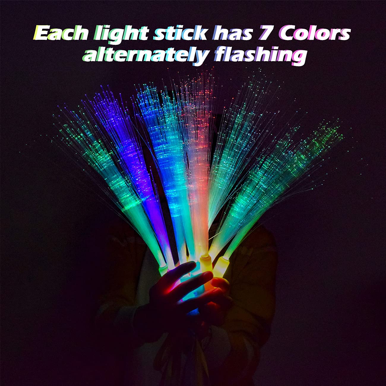 Hongfu Glow Sticks Bulk, 30 Pcs LED Light Up Wands Glow Sticks with 3 Modes Colorful, Glow in The Dark Party Supplies for Wedding, Raves, Concert, Party