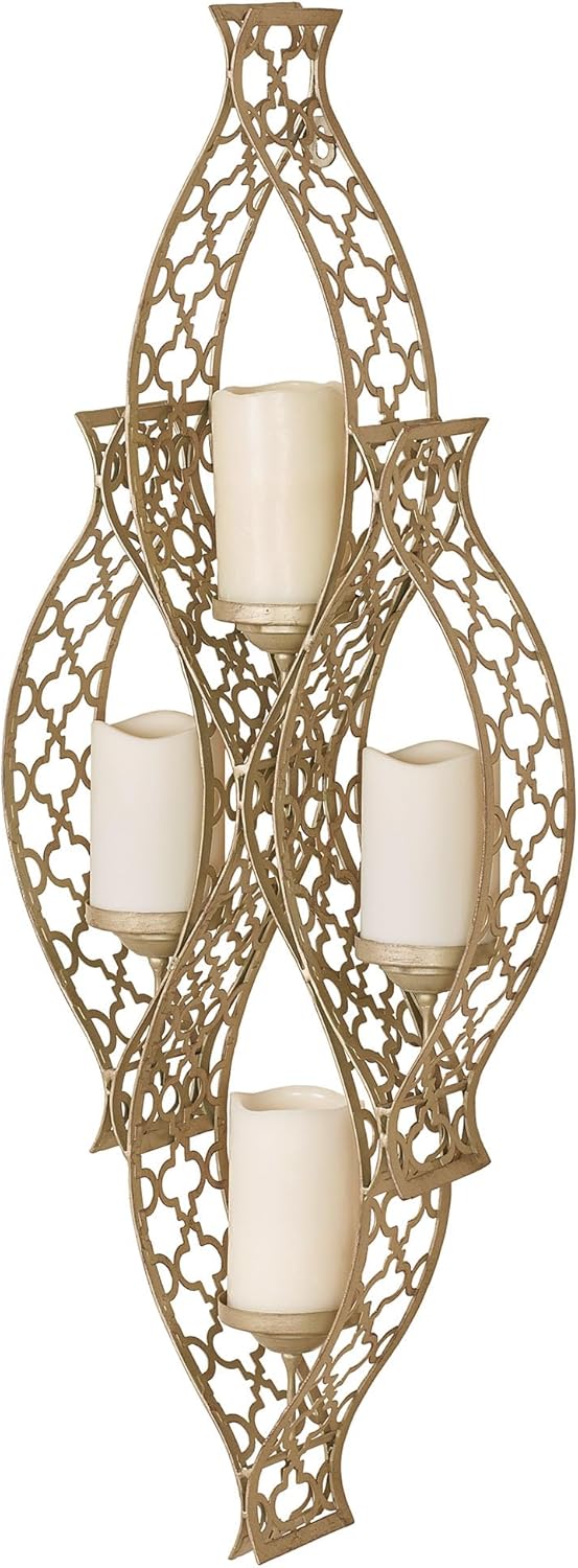 Sorinna Metal Wall Sconce Candelabra Platinum 34 by 12 Inches