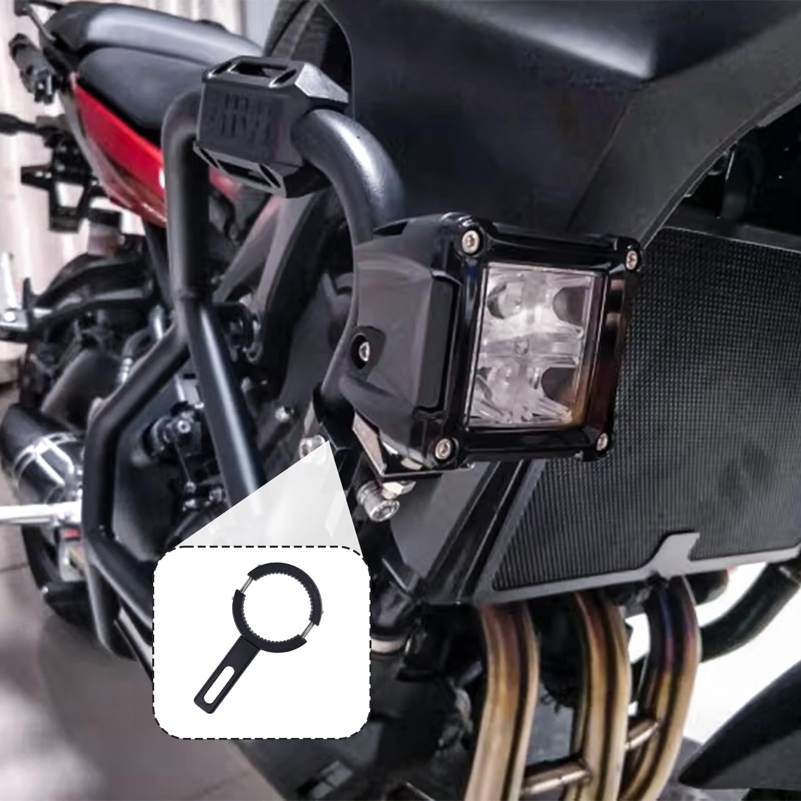 DowraP Universale Moto Faro Staffa di Montaggio Forcella Orecchio Chopper Supporto del Faro Morsetto Regolabile Motore Forcella di Montaggio 27-36mm 38-48mm (Color : Silver S