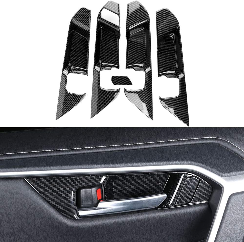 XITER 4pcs ABS Carbon Fiber Inner Door Handle Decoration Cover Door Bowl Trim for Toyota RAV4 2019 2020 2021 2022 2023 2024 2025