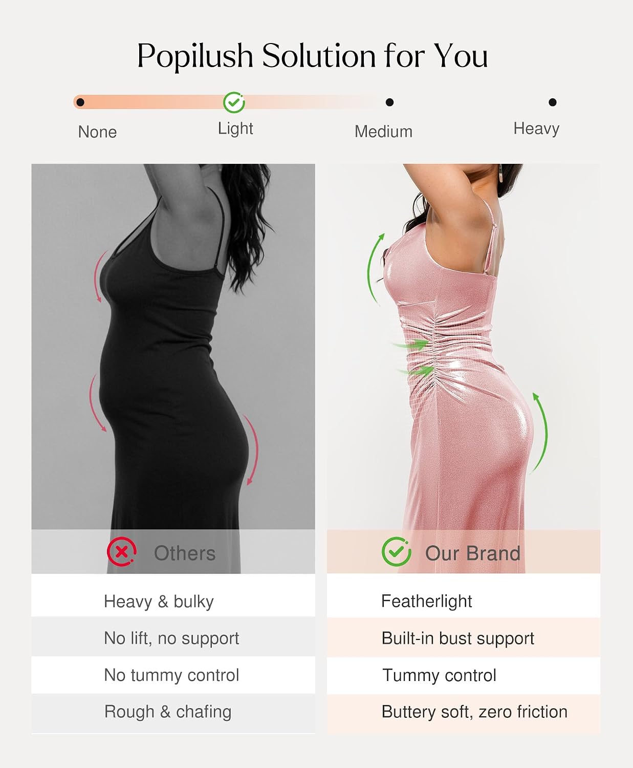 Popilush Formal Dresses for Women Built-in Bra Shapewear Ruched Midi Dress, Cowl Neck Evening Gowns Sparkly Dress