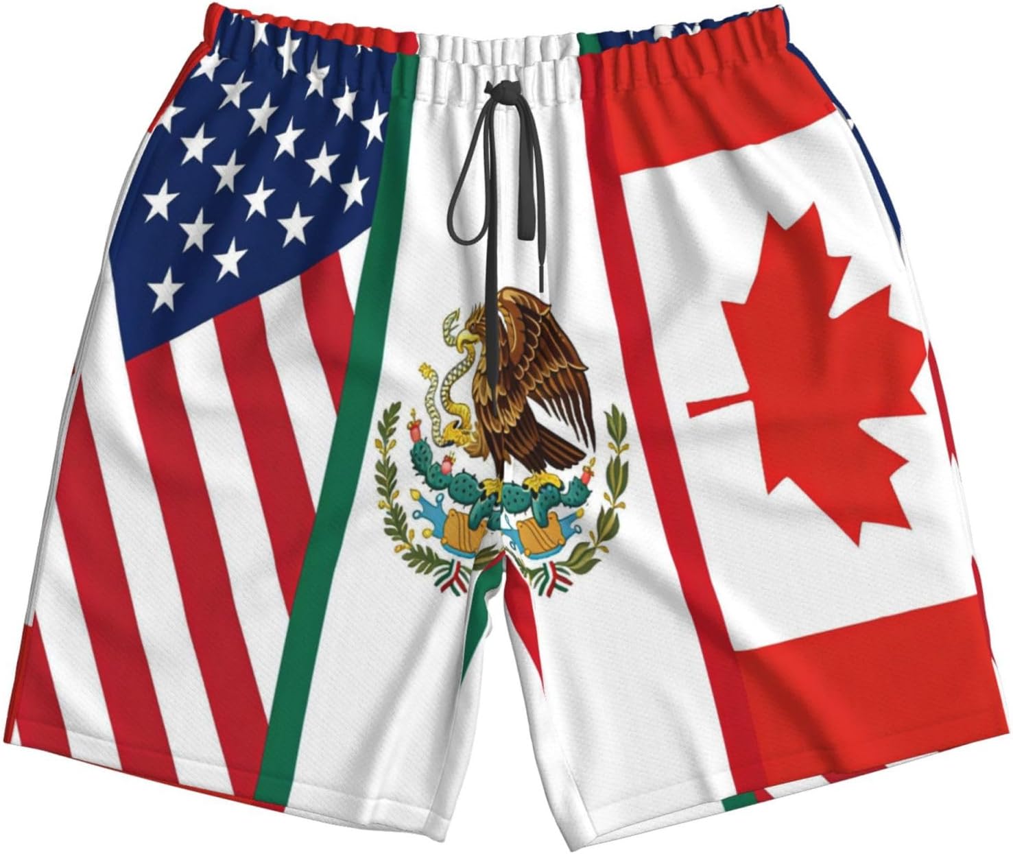 America Canada Mexico Friendship Flag Men Swim Trunks Quick Dry Beach Board Shorts Swimwear Bathing Suit with Pockets