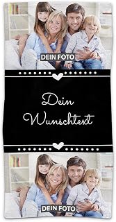 Print Royal PR Badetuch personalisiert mit Foto und Wunschtext - Personalisiertes Badetuch Bedrucken - Persönliches Fotogeschenk für Familie und Freunde | 140 x 70 cm, schwarz