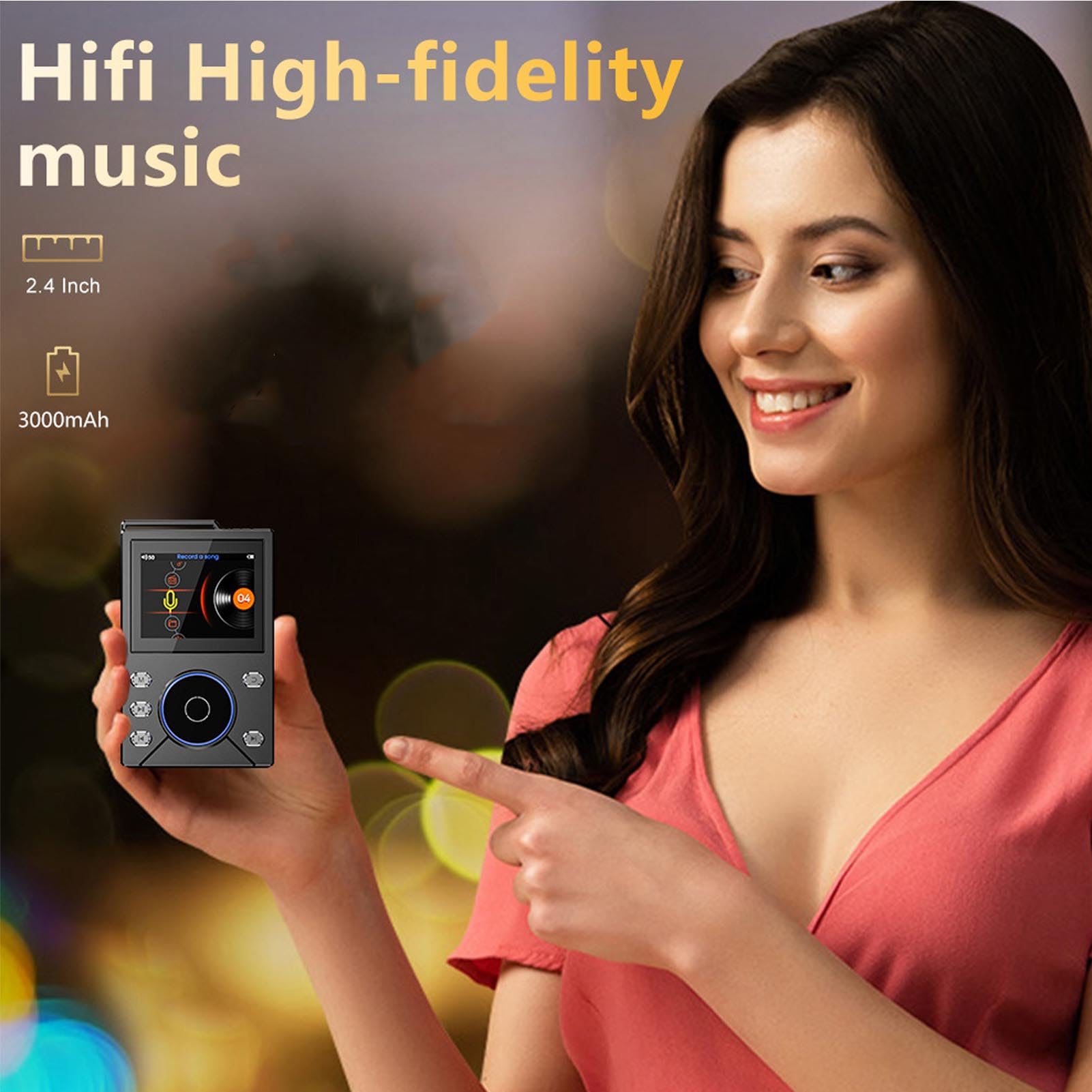 Cuifati HiFi-MP3-Player mit Bluetooth 5.4, Verlustfreier DSD FLAC-Player, Digitaler Audio-, Hochauflösender Tragbarer Audio- mit 16 GB RAM, Unterstützt Bis zu 512 GB