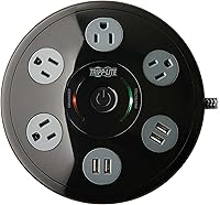 Vista 54 de Tripp Lite TLP66USB - Torre protectora de sobretensiones con puertos USB, 1200 julios, 5 tomas, 3 puertos USB, cable de extensión trenzado