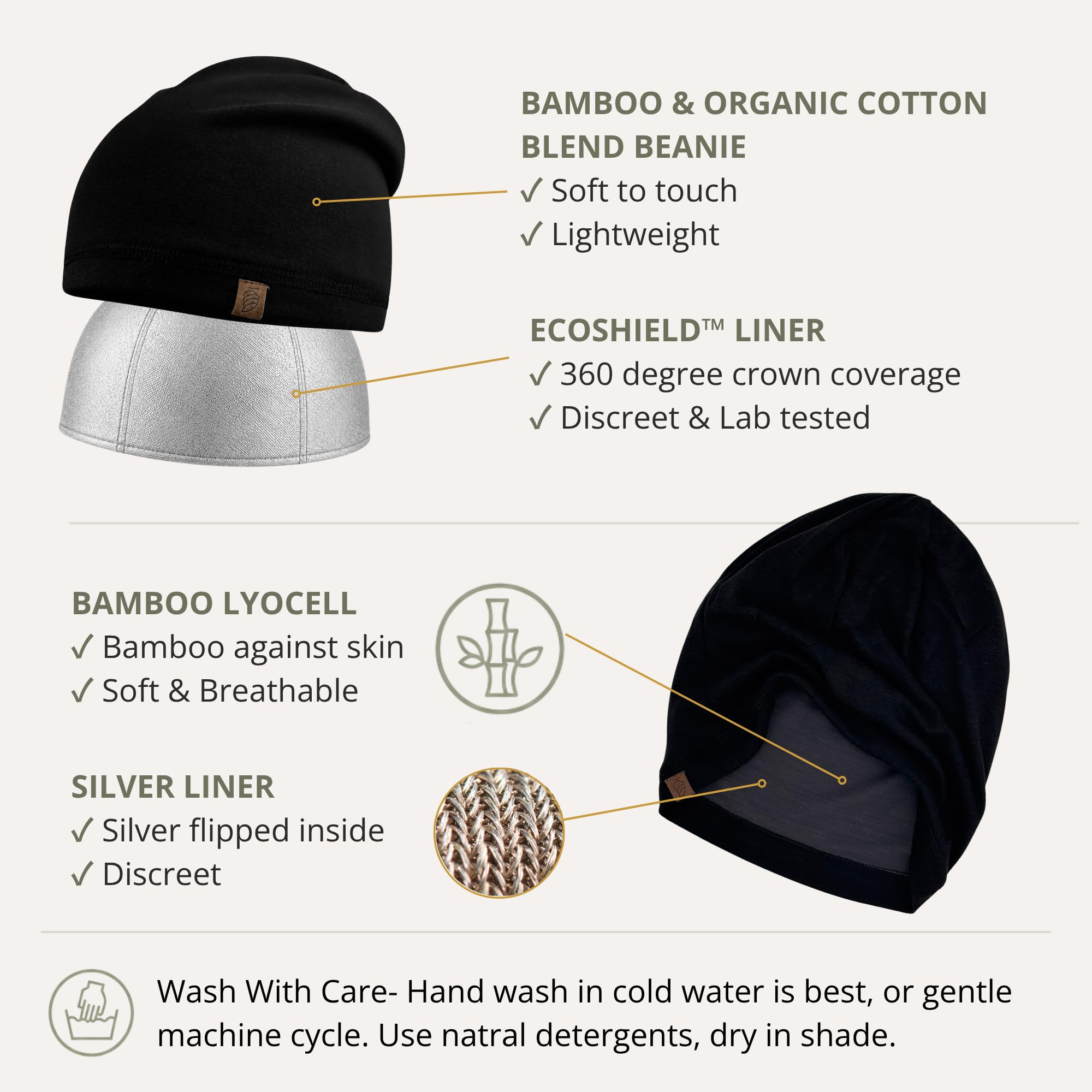 Gorro de algodón orgánico y Viscosa de bambú, con Forro EcoShield Bamboo Lyocell Fara-Day, Ideal para entornos Diarios de 5 G, B T, medidor Inteligente y Wi Fi