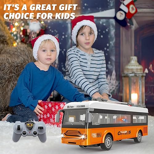Miniatura 7 de Autobús de control remoto 2.4G Control remoto City Classic Bus Truck Modelo con luces Sonido Vehículo Eléctrico Playsets Coches para Niños Juguete