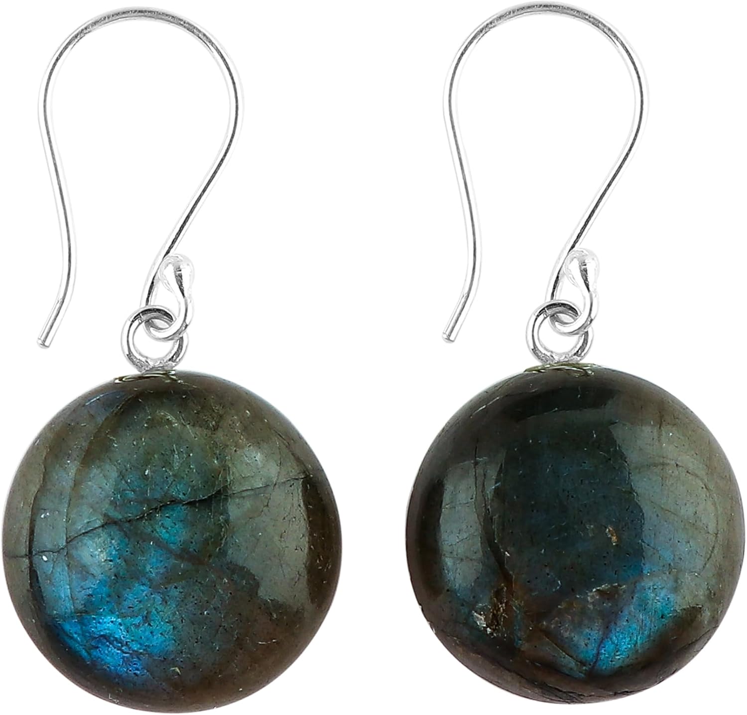 925 Sterling Silver Earrings for Women, Multi Flash Labradorite Dangle Earring, Natural Gemstones and Crystals Cabochon, Healing Stones, Handmade Jewelry, Minimalist, Birthday, Gifts for Her