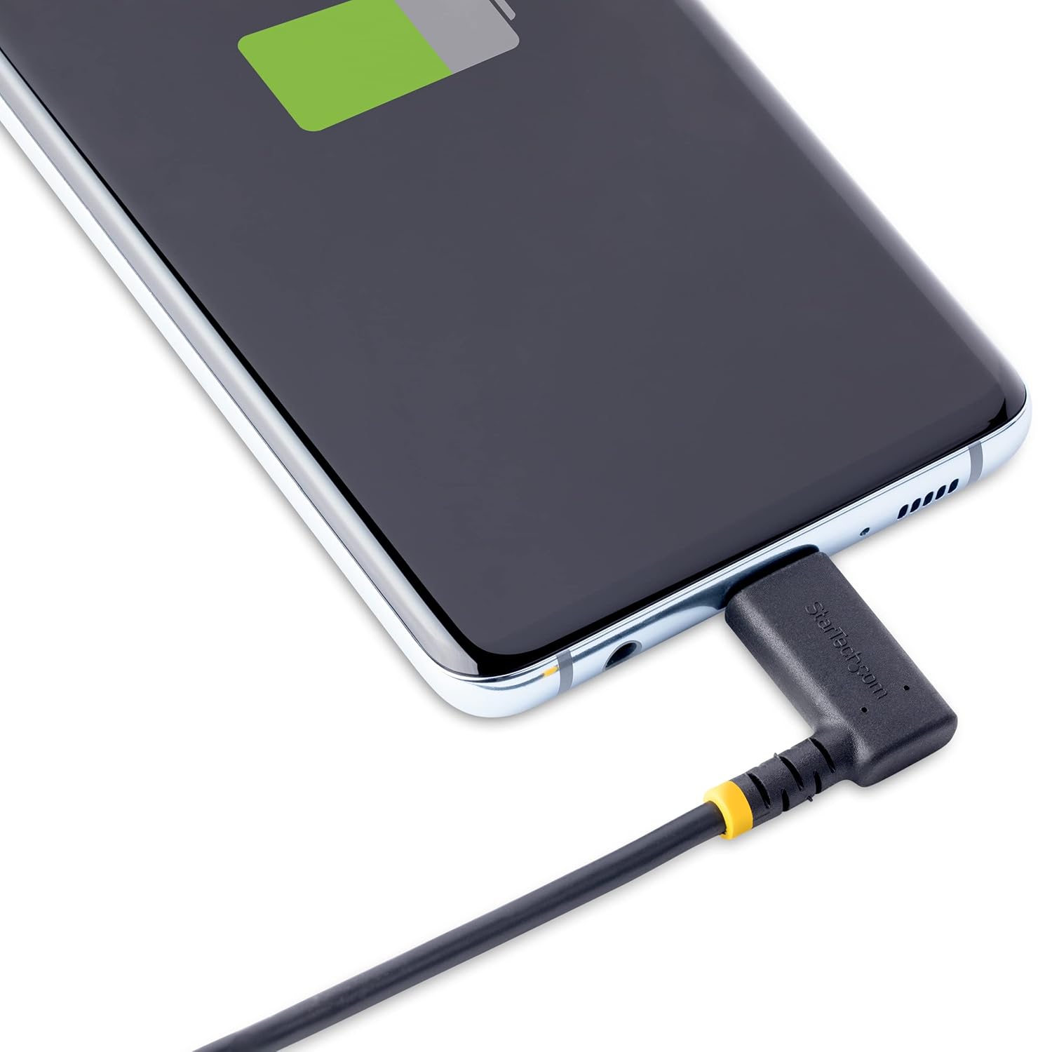 StarTech.com 1ft (30cm) USB C Charging Cable Right Angle - 60W PD 3A - Heavy Duty Fast Charge USB-C Cable - USB 2.0 Type-C - Rugged Aramid Fiber - USB Charging Cord (R2CCR-30C-USB-CABLE)