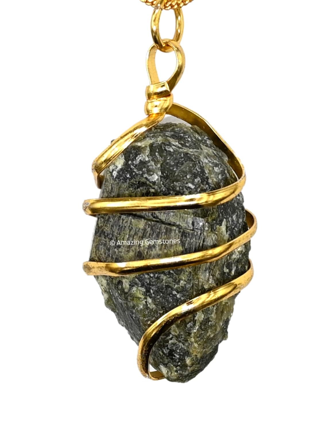 Amazing Gemstone Vesuvianite Crystal Necklace for Women - Premium Raw Healing Crystals for Gifts for Mom, Mothers, Teen Girls and Girlfriend