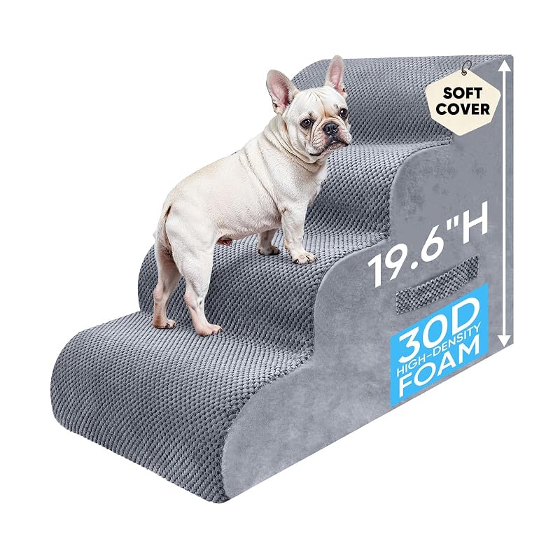 Escadas para cães e gatos com 4 degraus PAWSCRAT LightGrey 49,8 cm