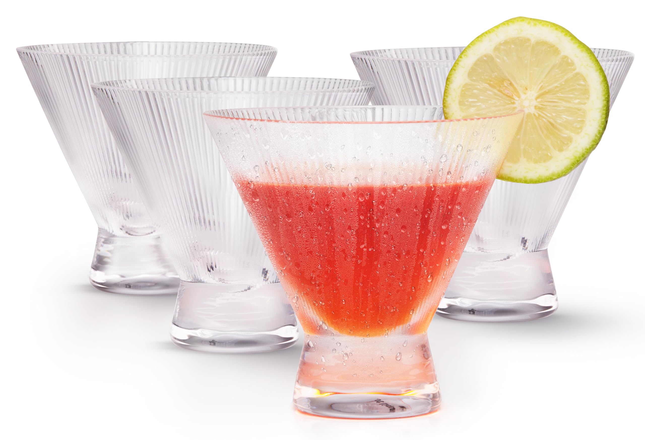 Verres à martini côtelés en verre transparent haut de gamme pour spiritueux