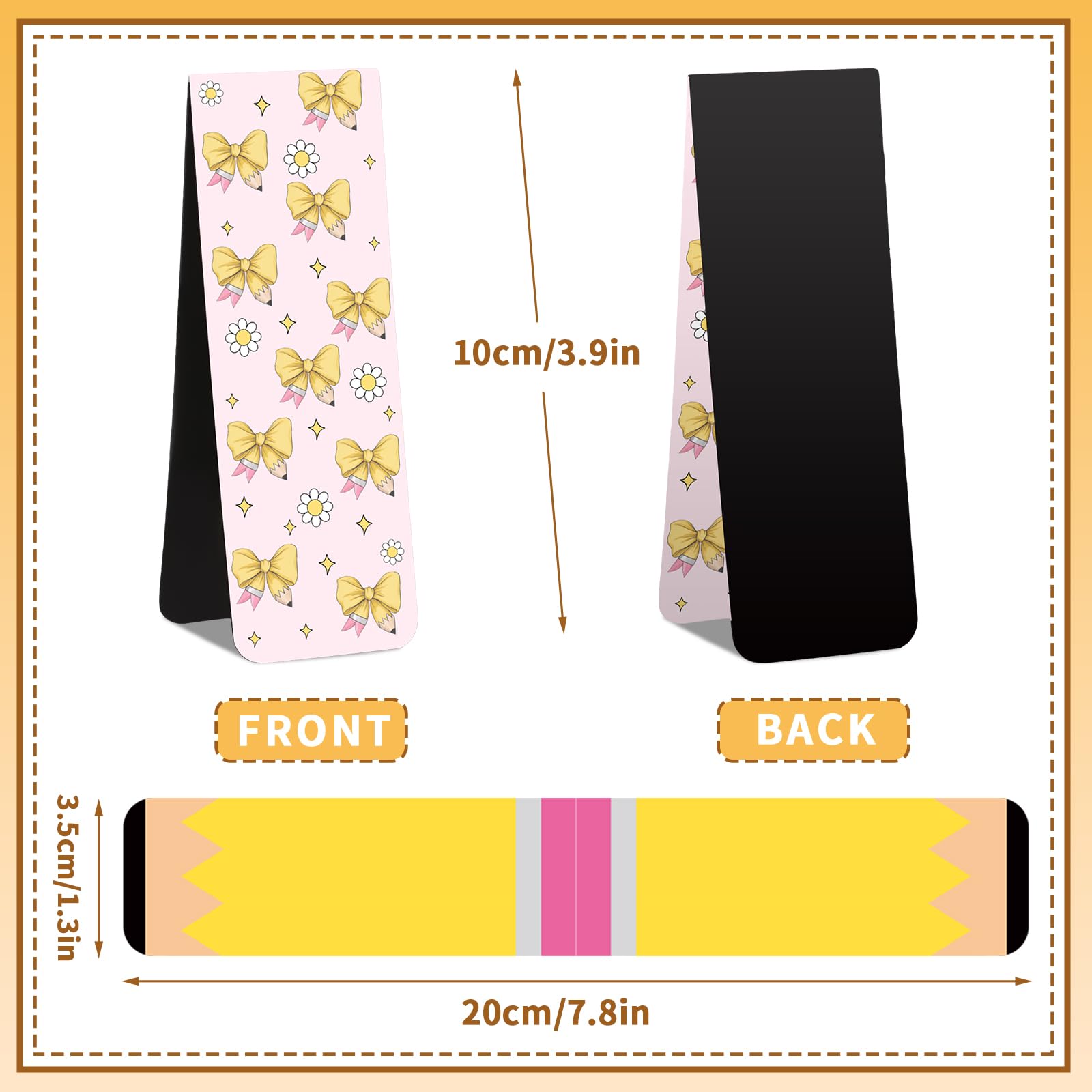 Lot de 12 grands marque-pages magnétiques pour enseignants - Fournitures de rentrée scolaire - 3,6 x 10,2 cm - Joli crayon - Marqueur de page pour enseignants, école, bureau, maison