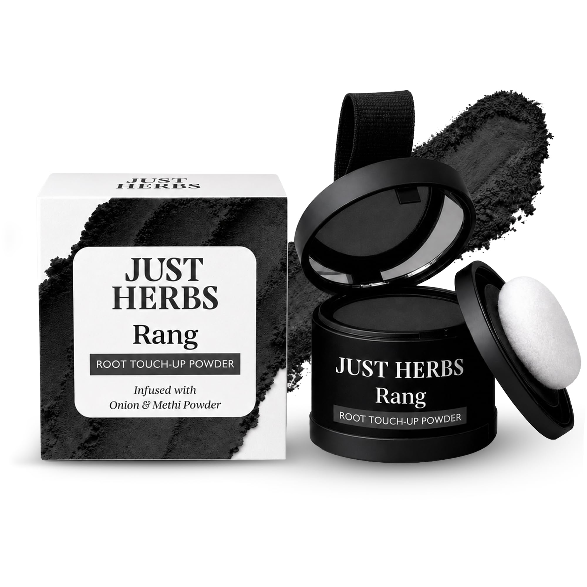 Just Herbs Rang Root Touch-Up Powder - Black | Covers Grey Hair & Bald Spots Instantly | Beard Touch Up Powder | Infused with Vitamin E, Methi and Onion Powder|4g-picture-39