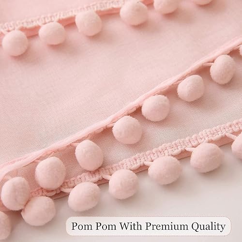 Miniatura 3 de MIULEE - Cortinas transparentes con pompones, con bolsillo superior para cortinero, para cocina, baño o sala de estar