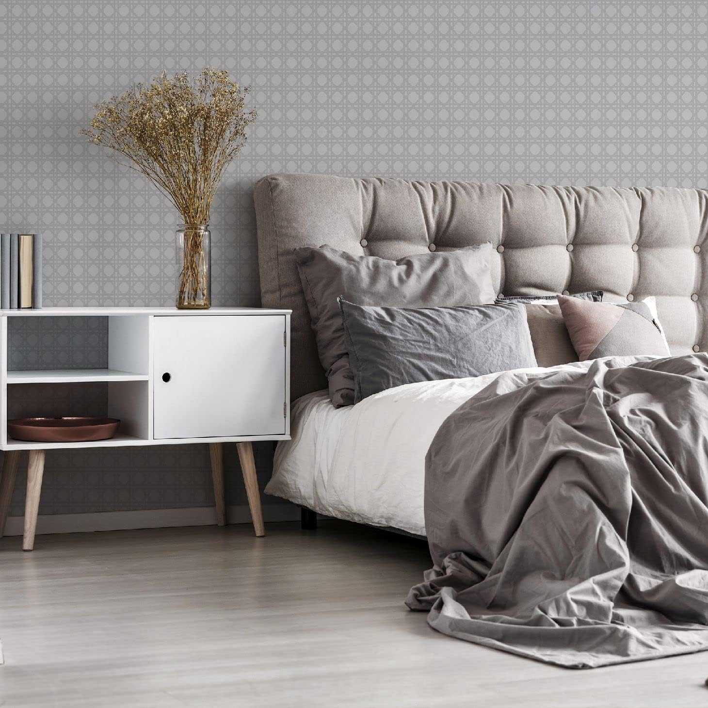 Superfresco Easy Rattan Geometric Grey/White Wallpaper Paste The wall